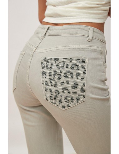 Leopardo de bolsillo detallado de los jeans - felino outlet