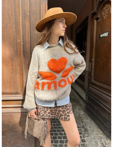 Pull AMOUR orange Amélioration de cerveau avec