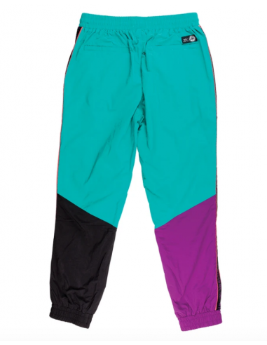 WELCOME SKATEBOARDS ATHLETE WOVEN NYLON WIND PANT TEAL/ BLACK/ PURPLE rembourrage situé sous