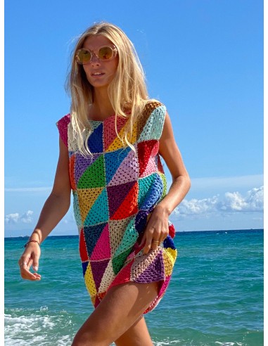 MULTICOLOR DIAGONALES SHORT DRESS NO SLEEVES ouvre sa boutique