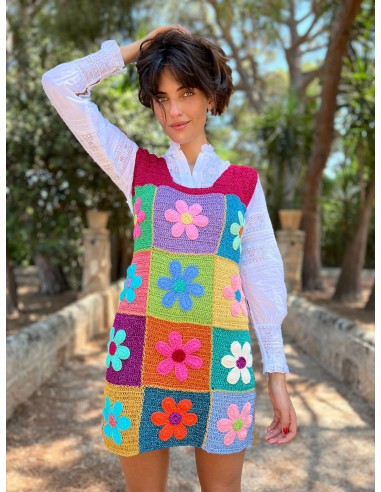 FLOWERS PATCHWORK DRESS NO SLEEVES vente chaude votre 