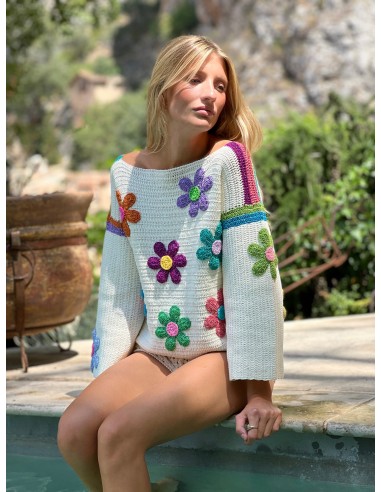 SWEATER FREE FLOWERS ECRU (Spring / Summer) la livraison gratuite