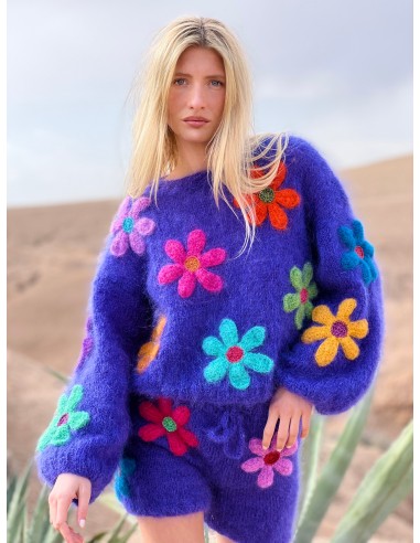 SWEATER FREE FLOWERS BLUE le concept de la Pate a emporter 