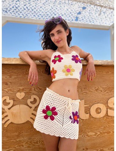 MINI SKIRT FREE FLOWERS ECRU acheter