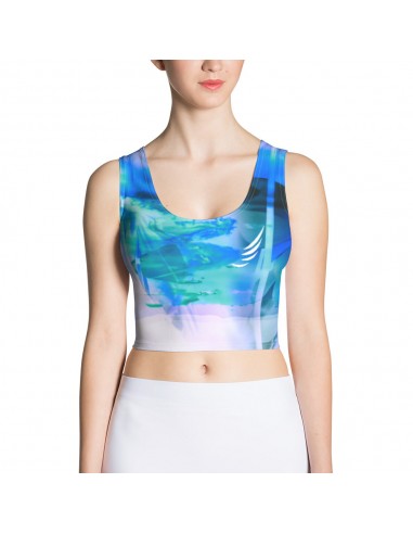 "Blue Water Flower" Crop Top pas cher