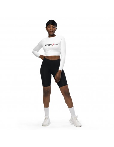 white basic AngelCo Recycled long-sleeve crop top en stock