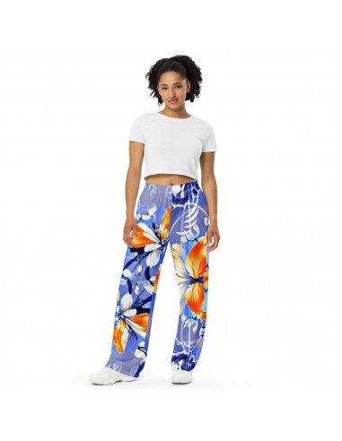 "Orange - Blue Fantasy" wide-leg pants rembourrage situé sous