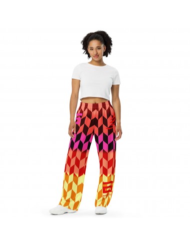 All-over print unisex wide-leg pants soldes