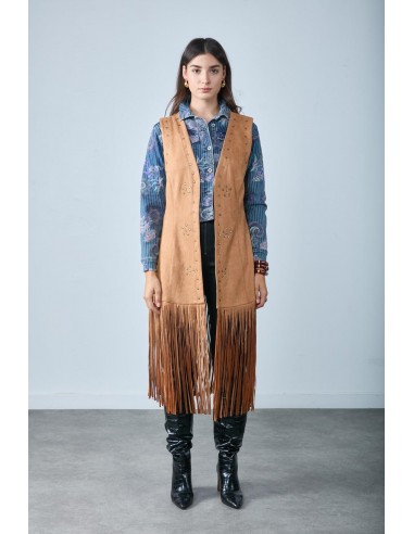 Lange Hippie -Weste, die für Fringe - Soso offen ist pas cher chine